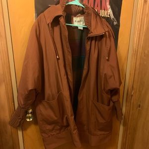 Reddish Brown Jacket with Flannel Print Inside